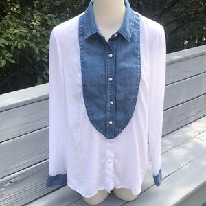 BCBG White/Denim button down